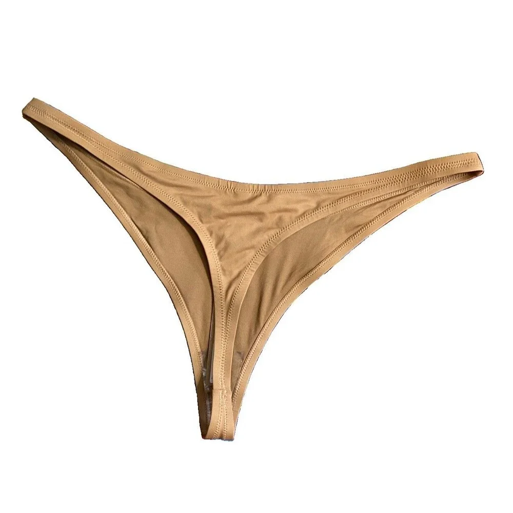 NWT Skims Swim Thong Bikini Bottom Womens 3XL Almond Brown High Cut Stretch